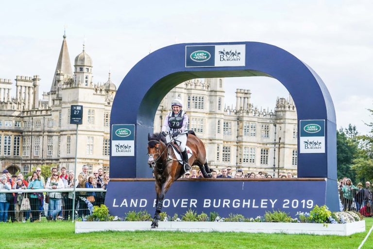 Santiago Bay & Gemma Stevens completing the XC at Burghley Horse Trials