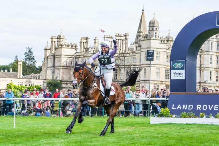 Santiago Bay & Gemma Stevens completing the XC at Burghley Horse Trials